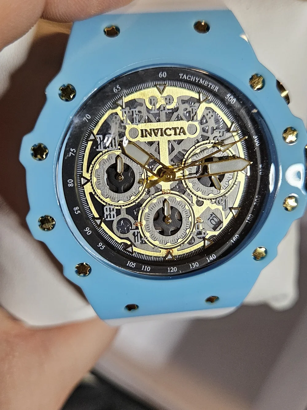 Invicta Racing Vaulthan Blue and Gold Chronograph Watch New In Box With Tags